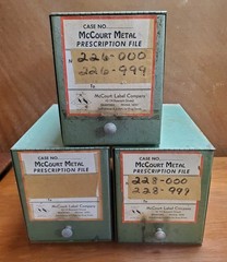 Lot Of 3 Vintage McCourt Metal Prescription File Boxes Bradford PA