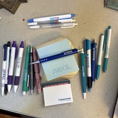 Lot 18 Big Pharma Vintage Drug Rep Pens & Pads Zoloft Brand Promo Lipitor Paxil