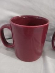 Rare pharmacy Kiln Craft Staffordshire England Maroon Red Mugs Set 2 12.Oz Mug