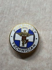 1977 Pharmacy Technician Enamel and Gold-Tone Medical Caduceus Rx Uniform Pin