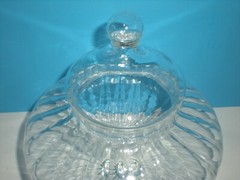 9″ Apothecary Jar Canister Circus Tent Lid Ribbed vtg Empoli Candy container