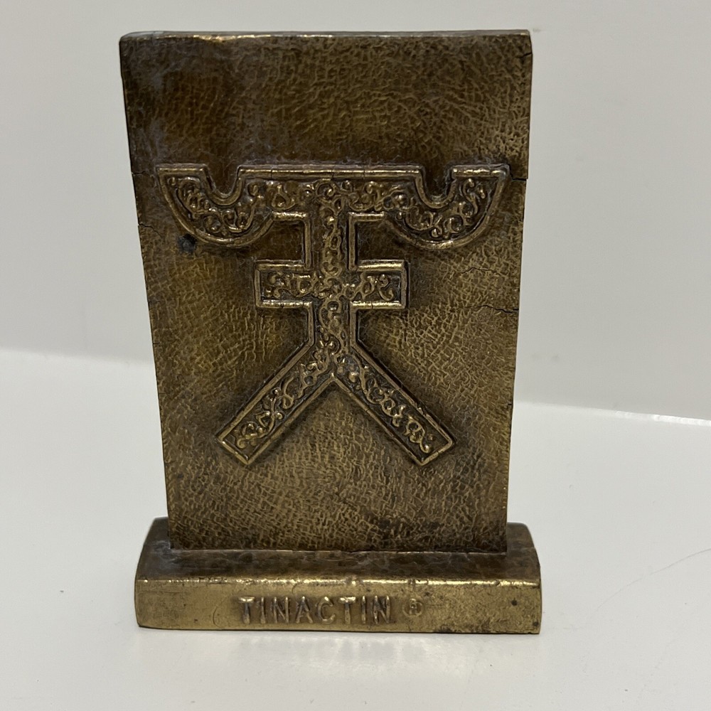 Vintage Pharmacy Brass Paperweight Tinactin Promotion Advertising Symbol