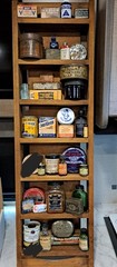Antique Bottles Tins Boxes Pharmacy Items Empty/Full –SHELF NOT INCLUDED!!!