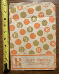 Vtg 1969-1970s Marble Pharmacy Paper Bag New Hartford Connecticut CT Advertising
