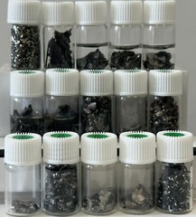 RARE EARTH Metals Set in Labeled Glass Vials, 99.9% 2 Grams Scandium Lutetium