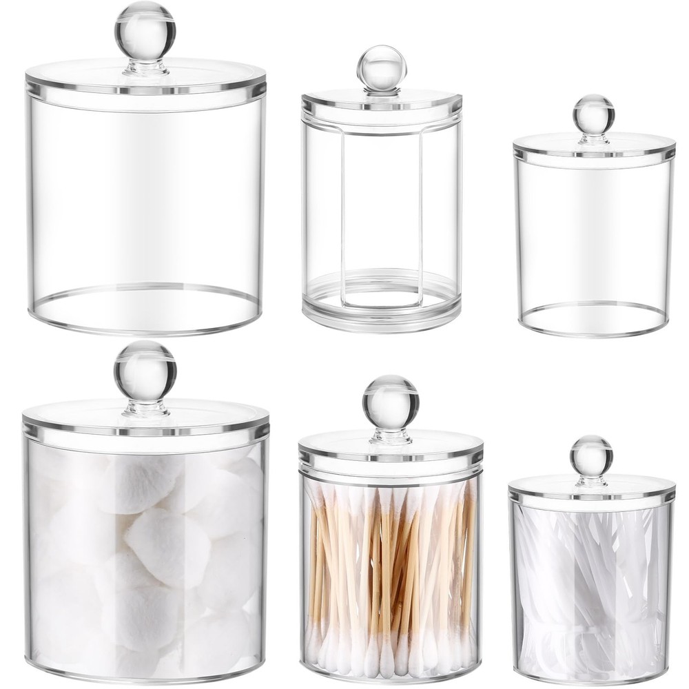 Meanplan Plastic Apothecary Jars with Lids Acrylic Holder Dispenser for Bathr…