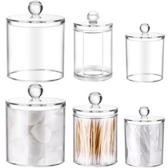 Meanplan Plastic Apothecary Jars with Lids Acrylic Holder Dispenser for Bathr…