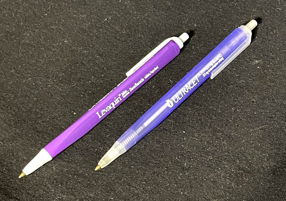 Pharmaceutical Drug Rep Vintage Ink Pens Levaquin Ditropan XL Ultracet Promo