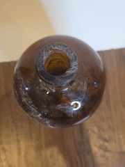 VINTAGE HANDMADE Large Apothecary Glass Bottle Amber Brown 12″