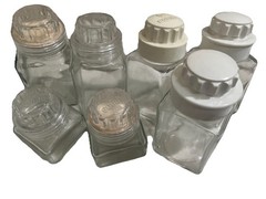 SQUIBB Pharmaceutical Vintage Square Medicinal Apothecary Clear Glass Bottle 7PC