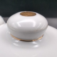 VTG Porcelain Apothecary Jar Vitamin Gold Trim DOM