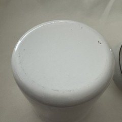 Vintage White 7” Enameled Apothecary Jar with Lid Laboratory Collectible Decor