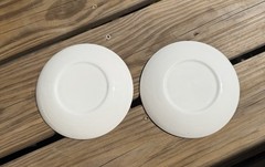 Vintage Pair of MCM Pharmacy Logo Saucers, 6”