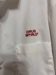 Vtg Drug World Pharmacy Lab Coat Sz 44 Metcal Ottenheimer USA 1970s Halloween