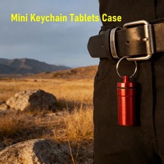 2-5pcs Mini Keychain Tablets Case Water Proof Outdoor Tablets Container Red