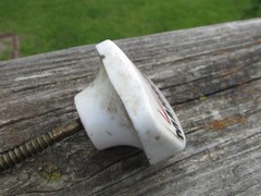 Unusual 1900s MARRUBIUM (Horehound) Porcelain APOTHECARY Cabinet Drawer KNOB A++