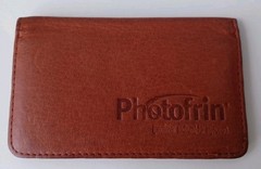 Brown Leather Pocket Card Wallet Case EMPTY/HOLDER ONLY Debossed Photofrin