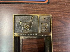 Vtg Brass Coricidin Rx Pharmaceutical Promo Prescription Memo Pad Holder Adverti