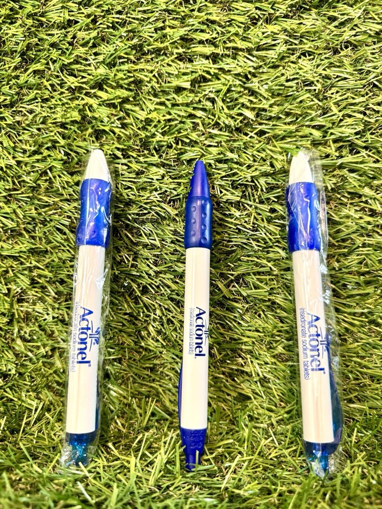 💙Lot of 3 ACTONEL Pens Vintage Pharma Promo Swag (Strong Bones, Strong Writing)