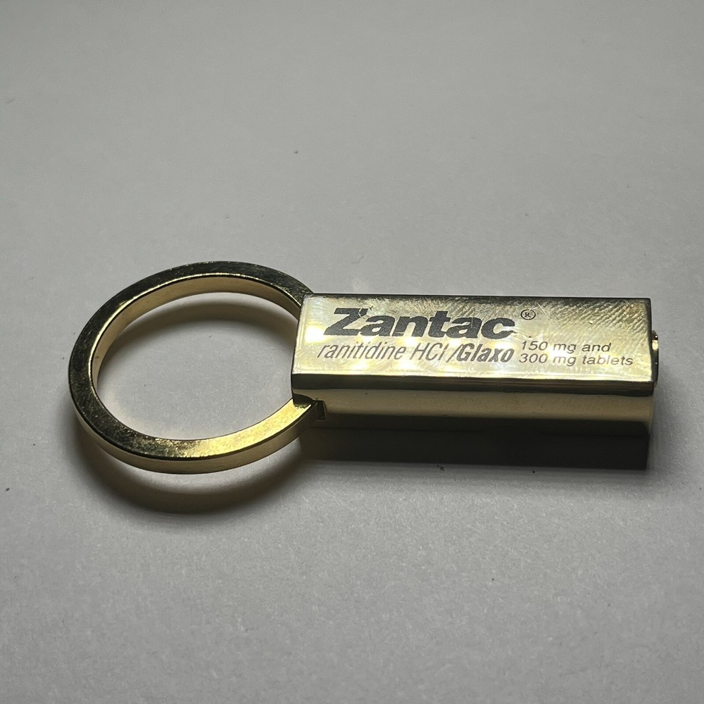 Drug Rep Zantac Ranitidine Glaxo Pharma Advertising Gold Tone Keychain Whistle