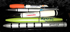 Lot of 5 Metal Pharmaceutical Ink Pens All Different and Both Vintage and Modern