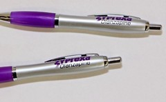 5 New Pharmaceutical Zyprexa Plastic Pens Purple on Silver