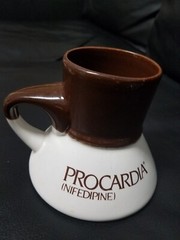 1970’s Pharmaceutical Procardia (Nifedipine) Brown and Beige Two Tone Mug
