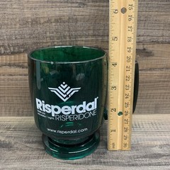 Risperdal Risperidone Drug Rep Hard Plastic Mug Green Coffee Cup VINTAGE