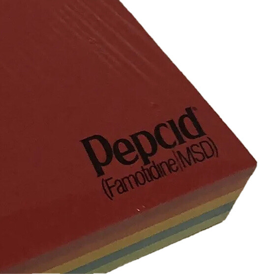 Rainbow Colors Post It Paper Sticky Note Pad Vintage Pepcid Drug Advertising