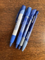 Lot of 4 Geodon Pfizer Medical Drug Rep Pharmaceutical Pens Blue White Gray Grip