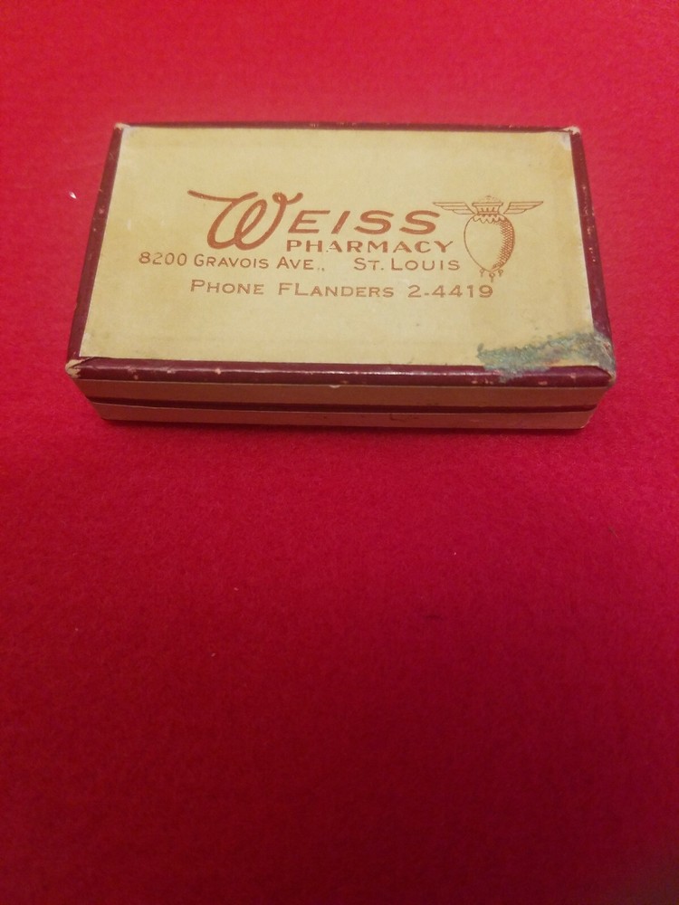 Vintage Cardboard Medicine Box from Weiss Pharmacy, St.Louis