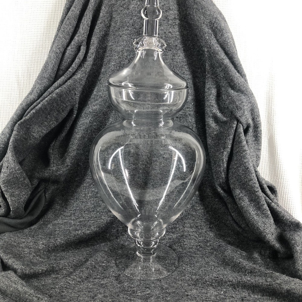 HUGE Vintage Ribbed & Footed Glass Chemist Carboy / Apothecary Display Jar