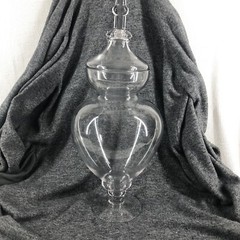 HUGE Vintage Ribbed & Footed Glass Chemist Carboy / Apothecary Display Jar
