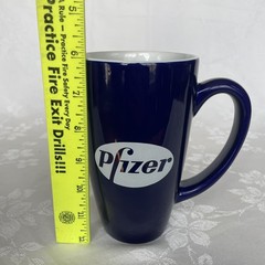Pfizer Pharmaceutical Advertising Coffee Mug Drug Promo Vaccine 18 oz Indigo