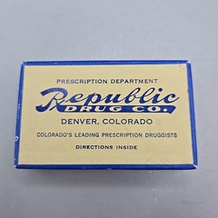 Vintage Republic Drug Co. Denver, CO Prescription Department Cardboard Pill Box