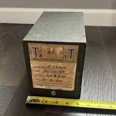 VINTAGE METAL TALBOTT PRESCRIPTION FILE BOX AURORA, ILLINOIS 1960’s