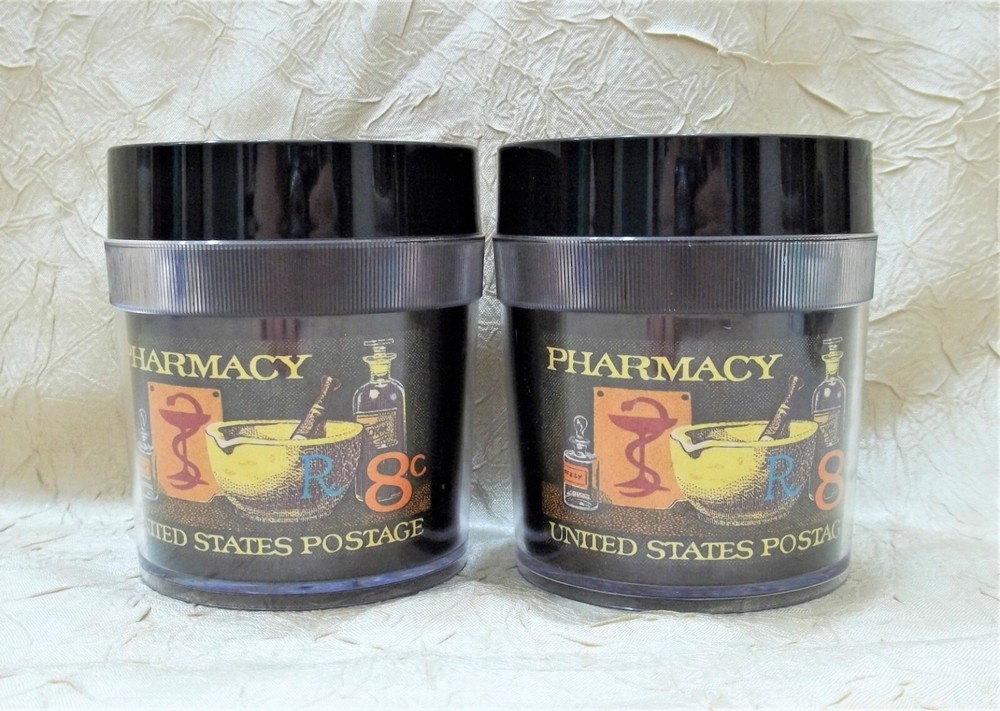 Pharmacy United States Postage Stamp Two Vintage 1972 Plastic Cups