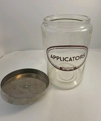 VINTAGE Glasco APPLICATOR APOTHECARY MEDICAL DOCTOR JAR WITH LID