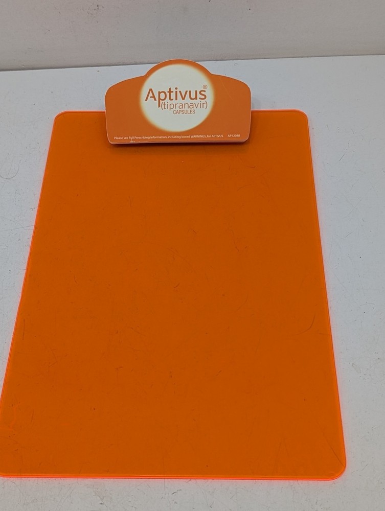 Vintage Aptivus Pharmaceutical Drug Rep CLIPBOARD Orange Promo Advertising Gift