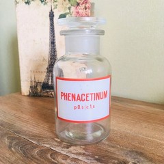 Vintage Apothecary Glass Jar Bottle with lid, Pharmacy Medical Decor, Medicine