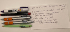 5 Pharma advertising ballpoint pens: Effexor StuartNatal 1+1 PerioChip Lotrisone