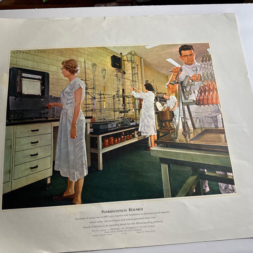 A HISTORY OF PHARMACY IN PICTURES 1954 PRINT 1956 Gift For Doctor 22″×18″