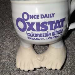 Pharmaceutical Feet Toe Mug Drug Rep Oxistat (oxiconsole Nitrate) Cream Ceramic