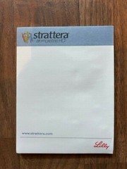 2 Vintage DRUG REP PHARMACEUTICAL NOTEPADS ELI LILLY STRATTERA STICKY NOTE PADS