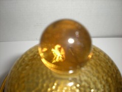 Vintage Apothecary Jar Amber Yellow Urn Ginger Glass Canister 9″