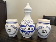Vintage Set of 3 Apothecary Jars with Lids Herr Keramik Aqua Rosae Cond Aurant
