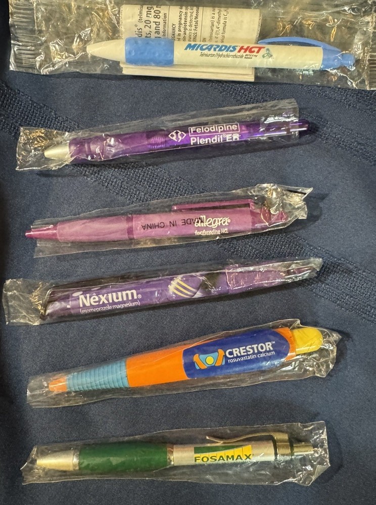 PHARMACEUTICAL PROMO 6 PENS: Lot Plendil Crestor Nexium Micardis Allegra Fosamax