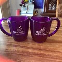 2 Nexium Purple Acrylic Coffee Cup Mugs Transparent Rep Pharmaceutical Promo