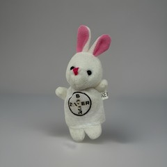 Vintage Bayer Pharmaceutical Company Advertising Logo Bunny finger puppet 4″