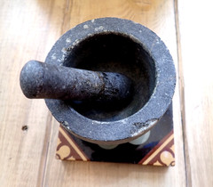 Schist Stone Herb Mortar Pestle Antique Carved Small Mortar